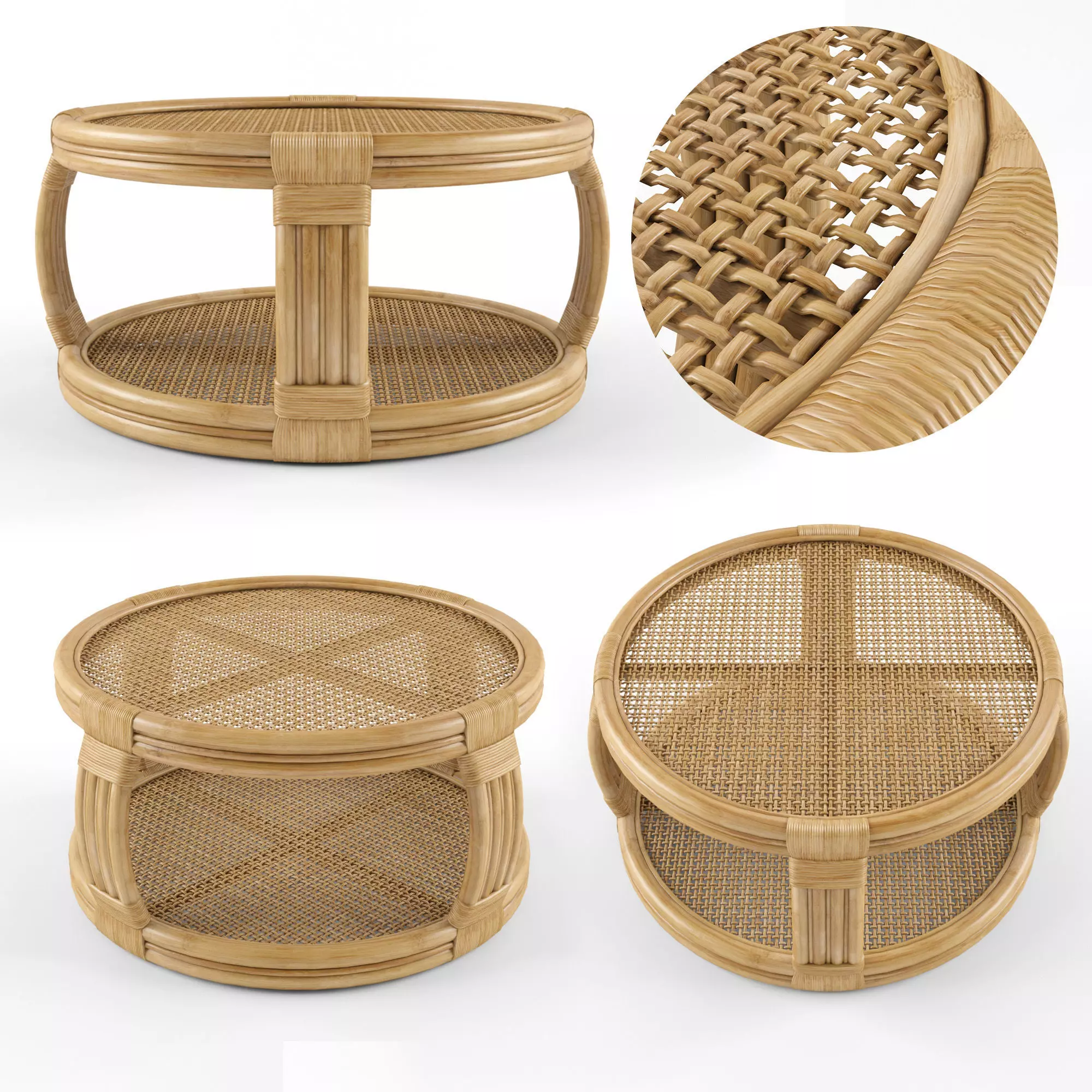 Montego Rattan Coffee Table 3D model_0
