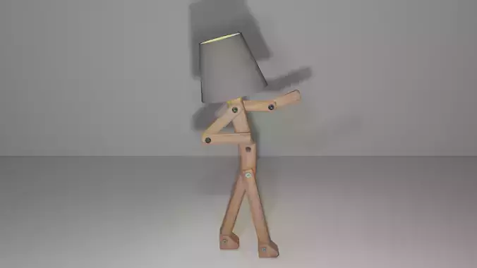 Lamp 3D wooden with man 3D model