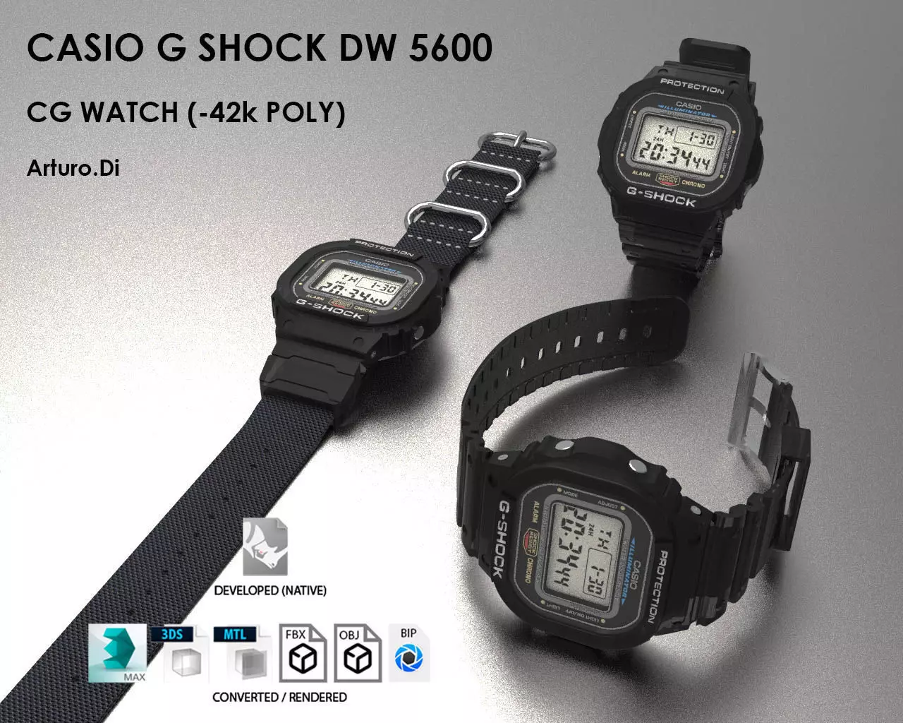 Casio G Shock DW 5600 Watch 3D model_0