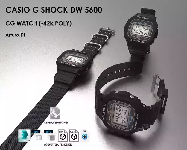 Casio G Shock DW 5600 Watch 3D model