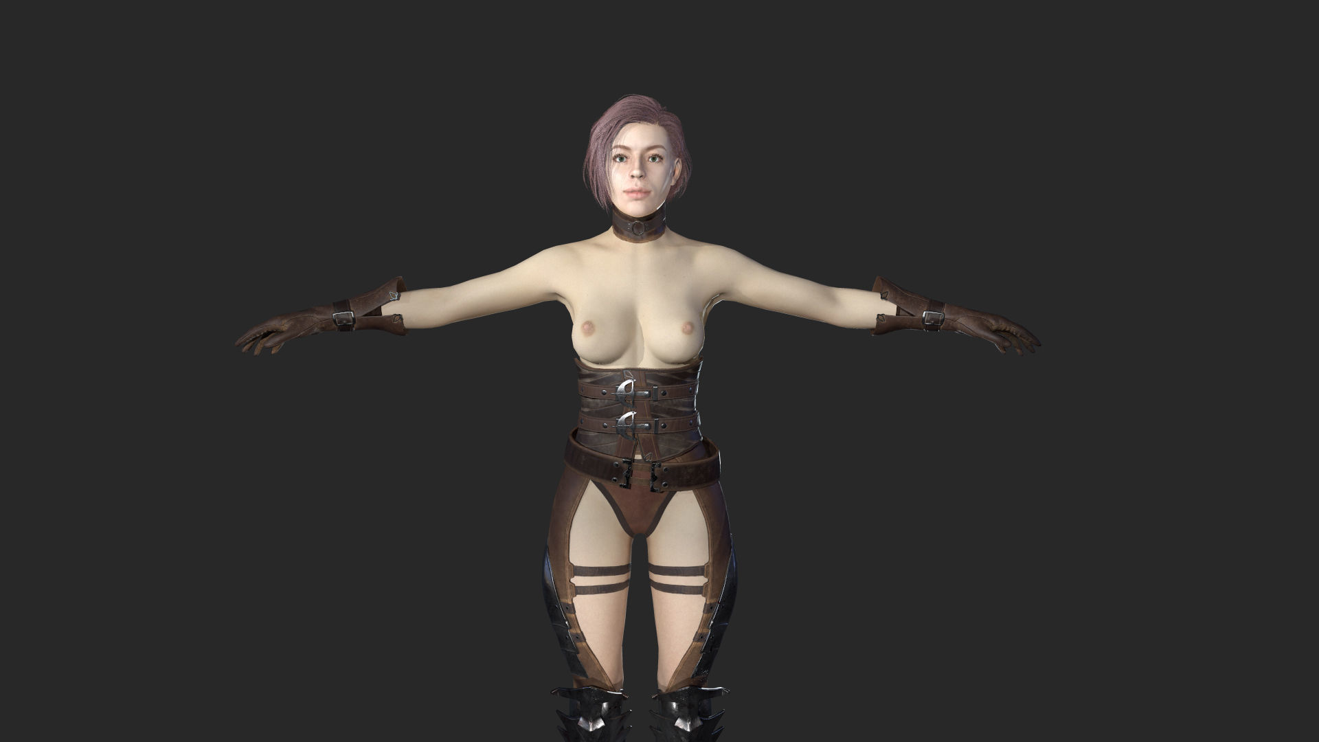Girl Knight gameready PBR character Low-poly 3D model_4