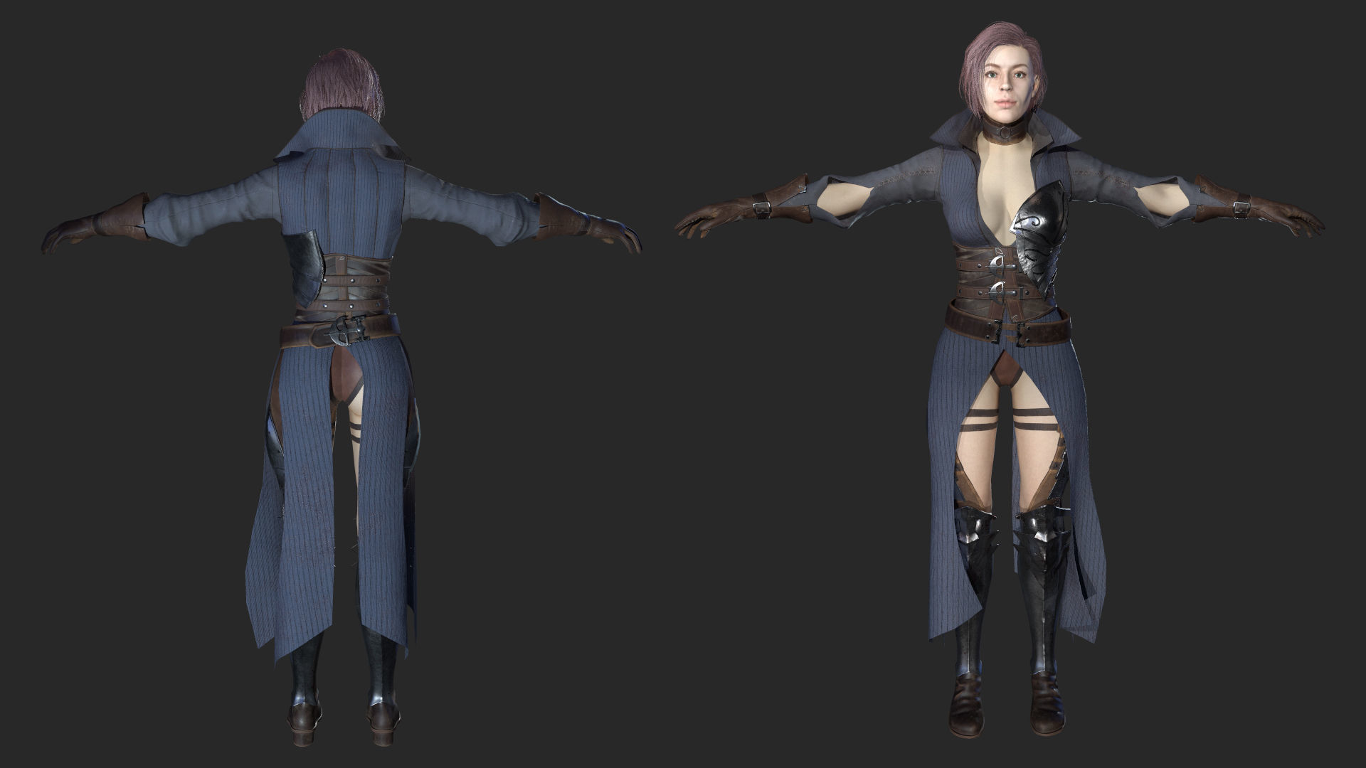 Girl Knight gameready PBR character Low-poly 3D model_2