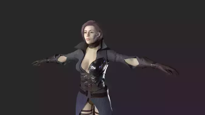 Girl Knight gameready PBR character Low-poly 3D model