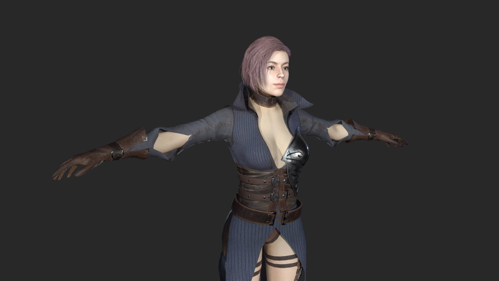 Girl Knight gameready PBR character Low-poly 3D model_3