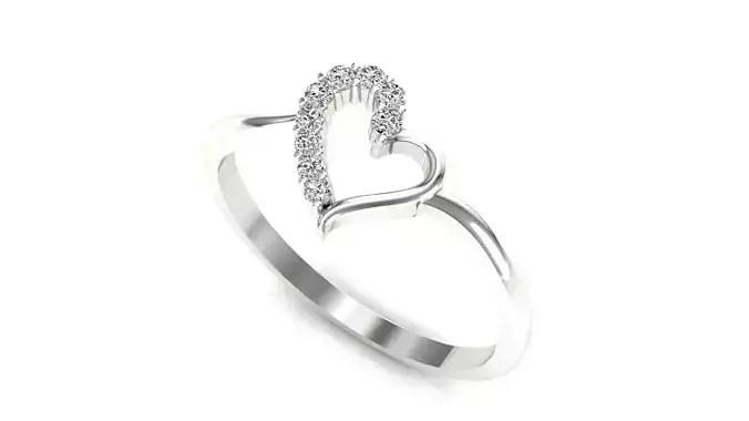 Ring-69 heart shaped diamond ring in rose gold 3D print model