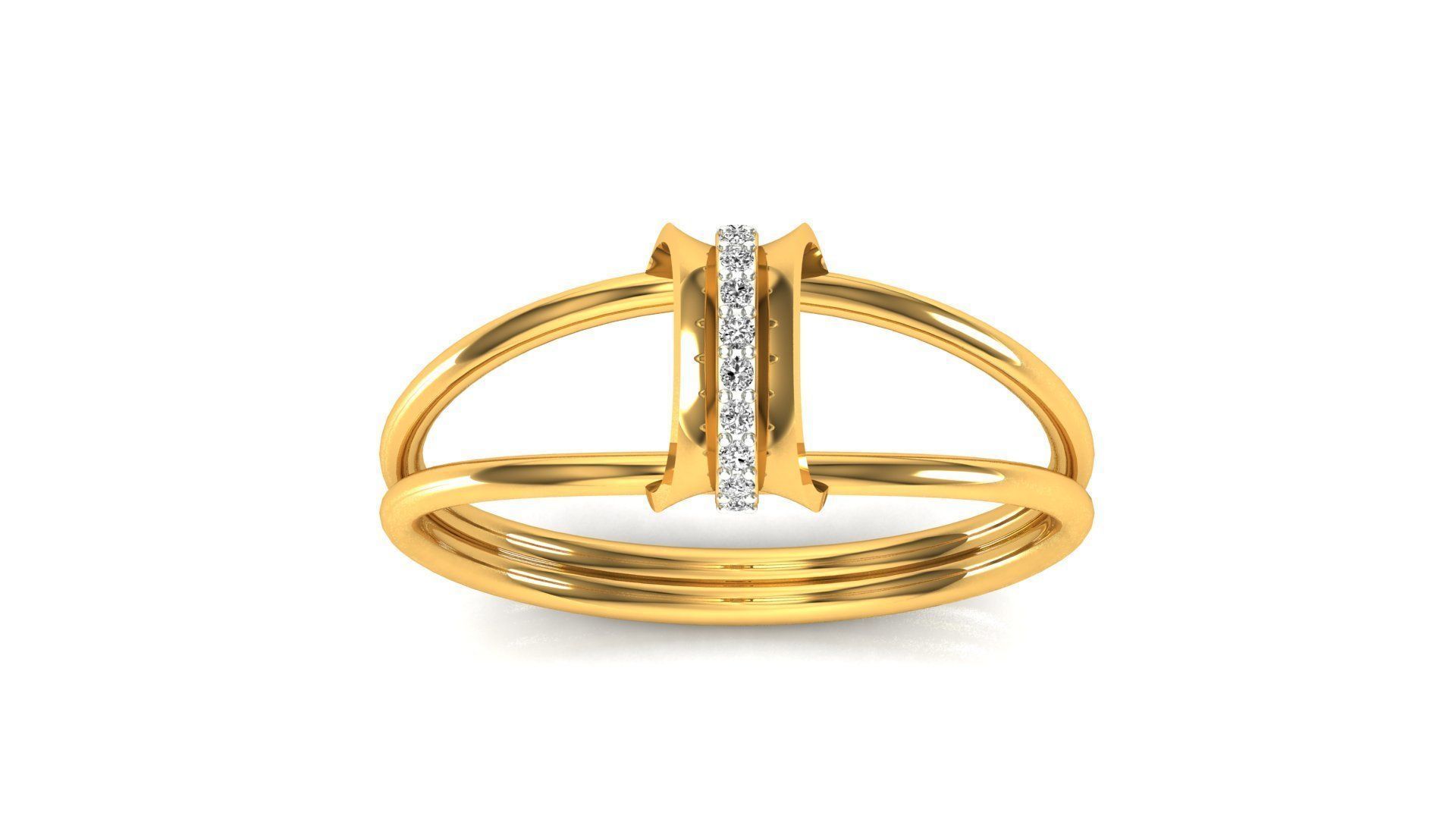 Ring-68 rose gold ring with diamond in middle 3D print model_22