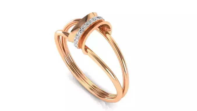 Ring-68 rose gold ring with diamond in middle 3D print model