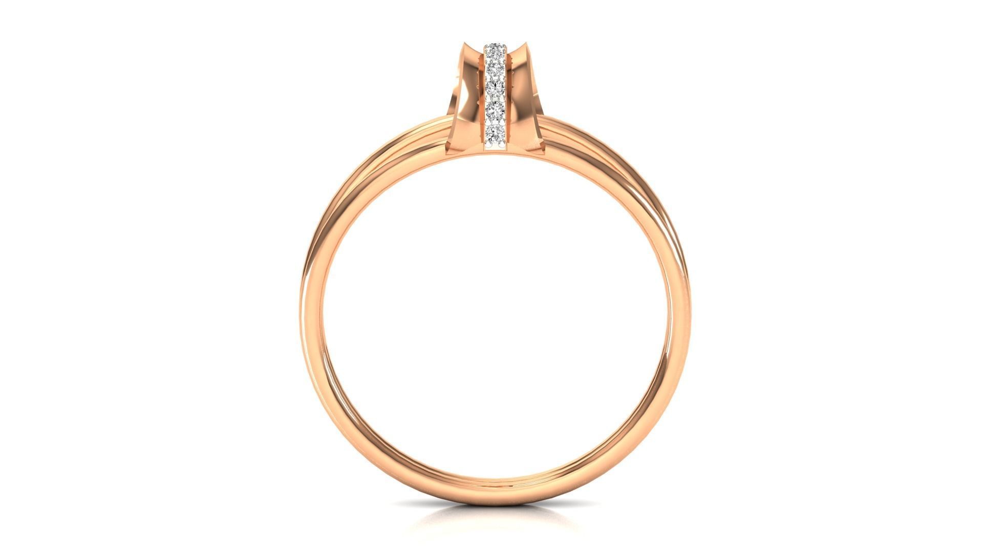 Ring-68 rose gold ring with diamond in middle 3D print model_7