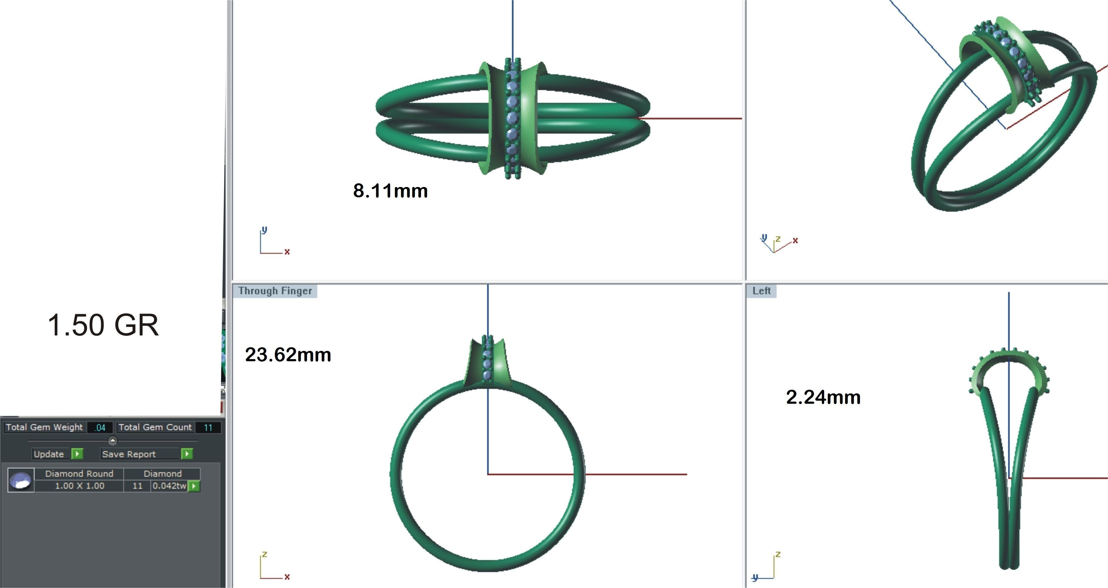 Ring-68 rose gold ring with diamond in middle 3D print model_24