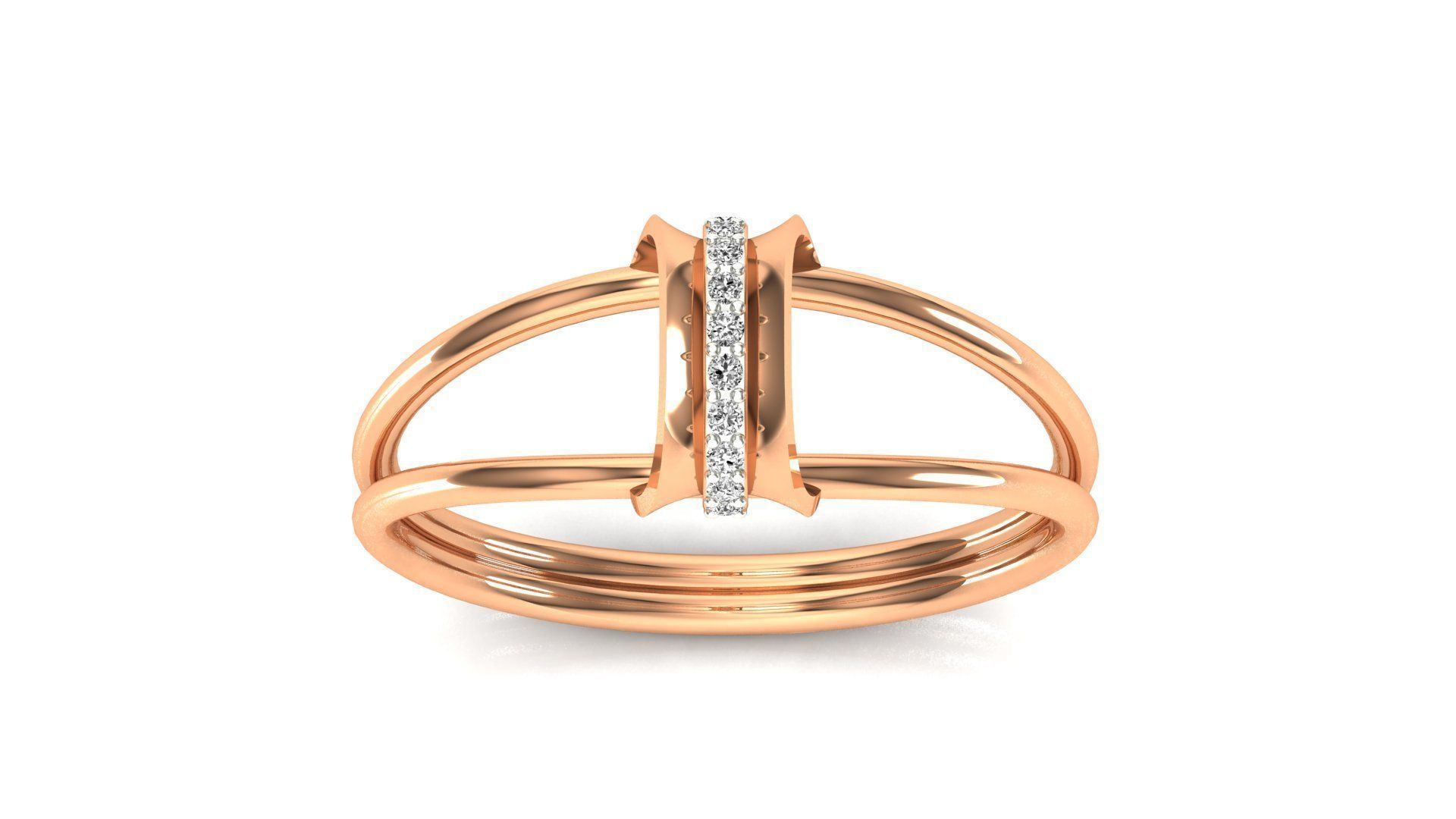 Ring-68 rose gold ring with diamond in middle 3D print model_18