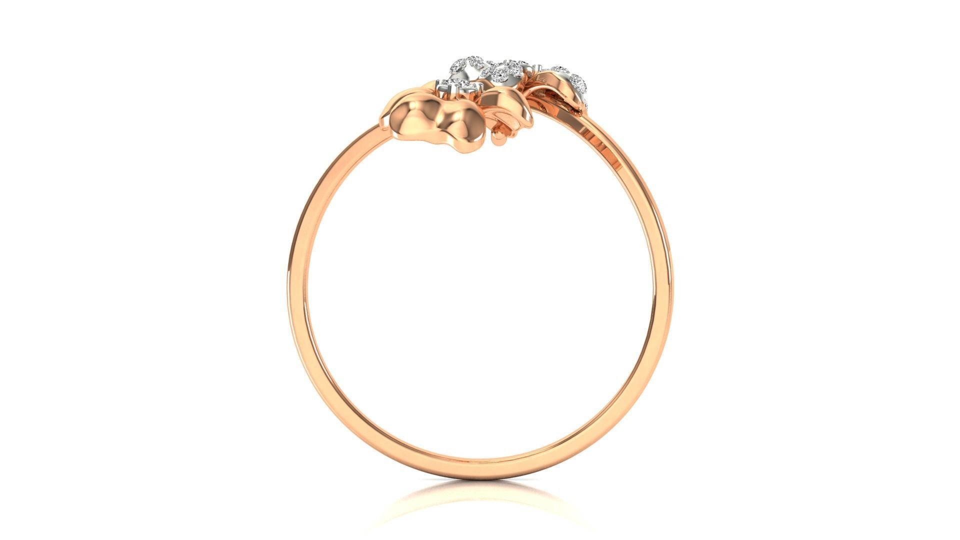 Ring-58 rose gold flower ring with diamonds 3D print model_7