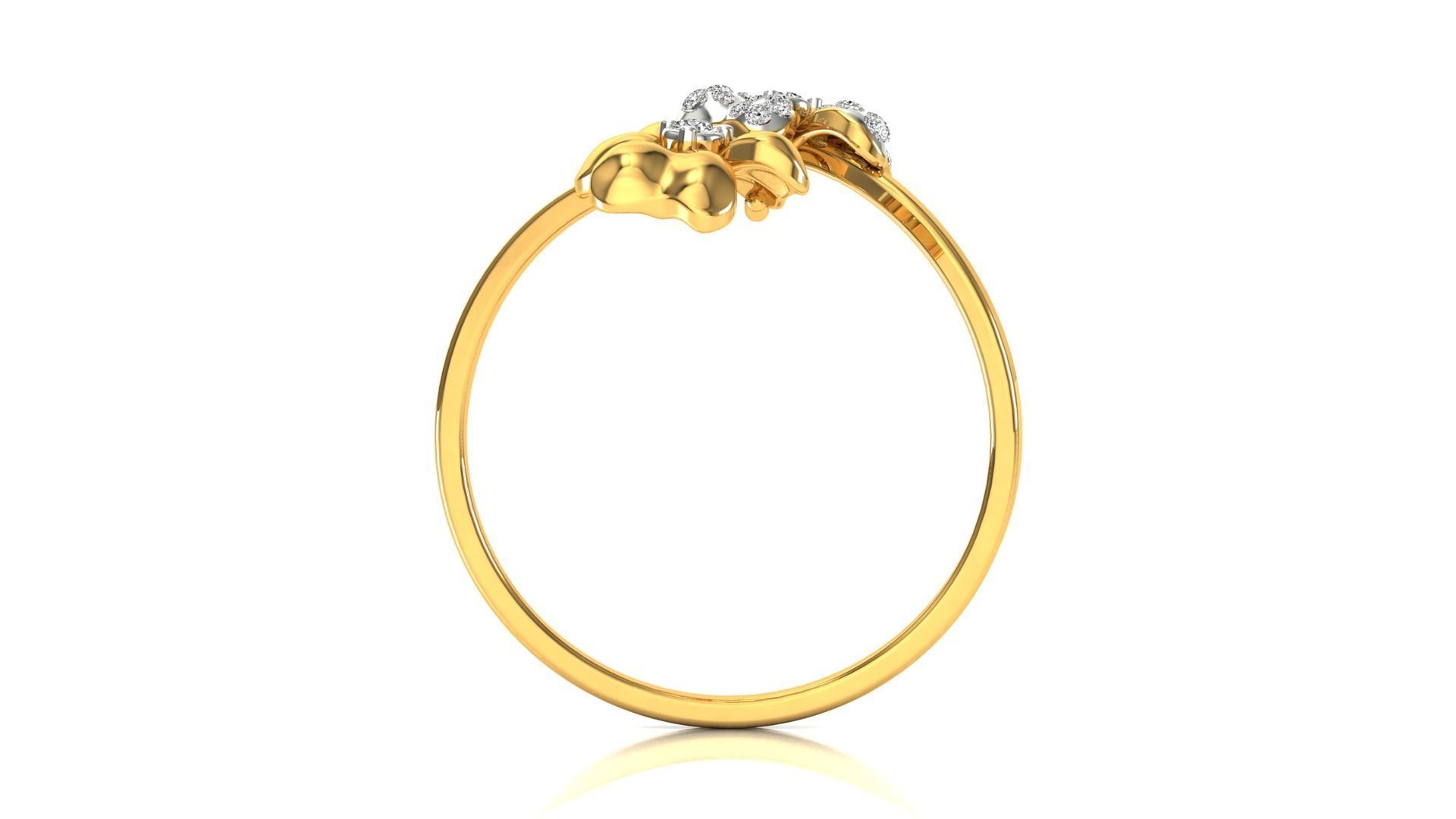Ring-58 rose gold flower ring with diamonds 3D print model_11