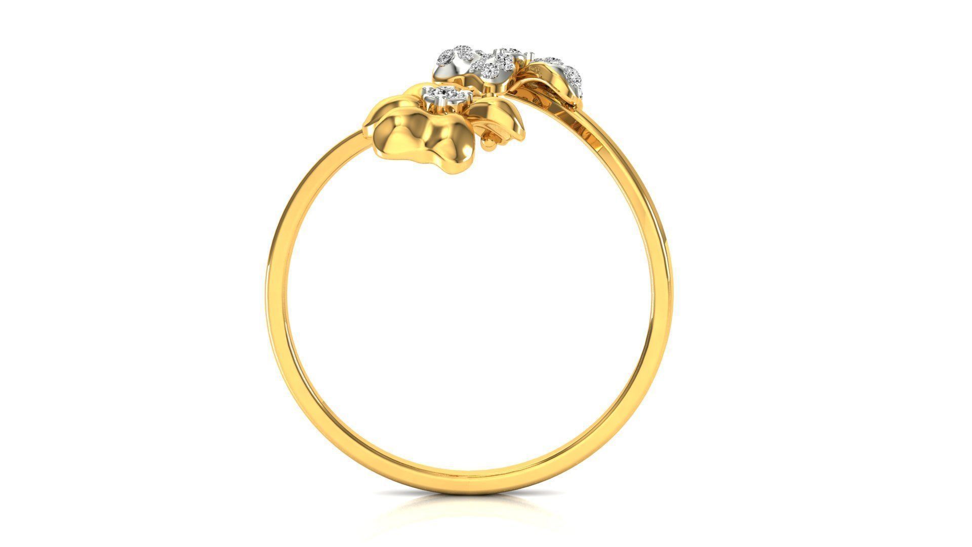 Ring-58 rose gold flower ring with diamonds 3D print model_10
