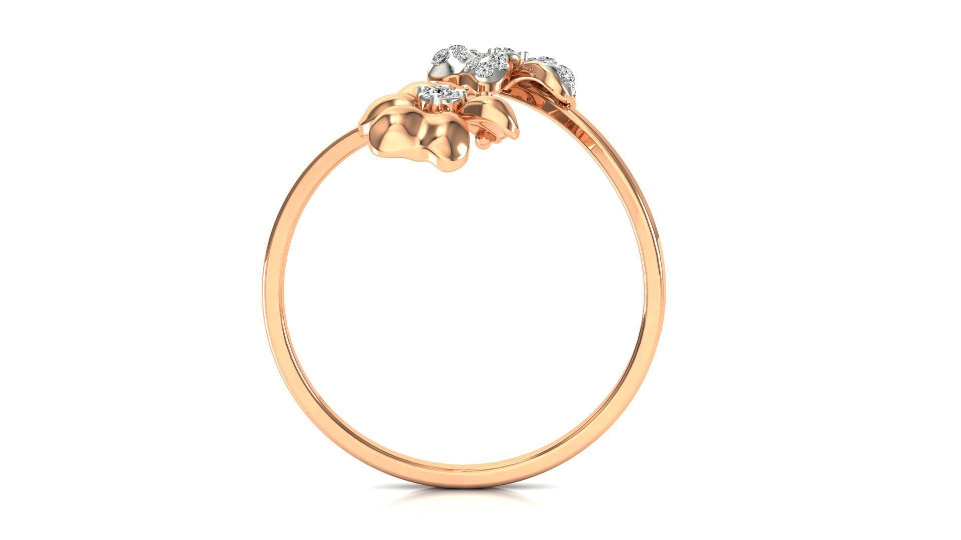 Ring-58 rose gold flower ring with diamonds 3D print model_6