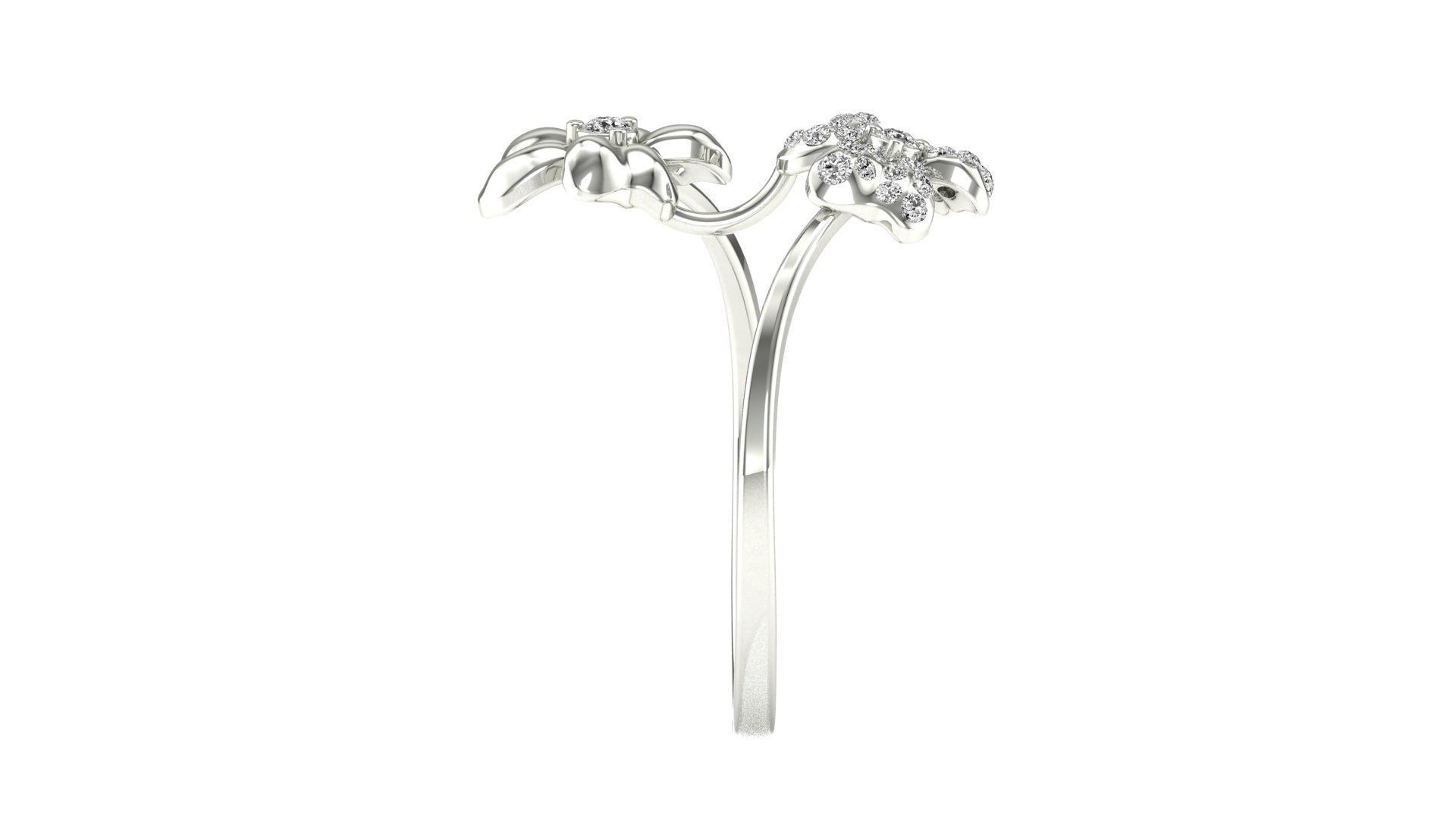 Ring-58 rose gold flower ring with diamonds 3D print model_14