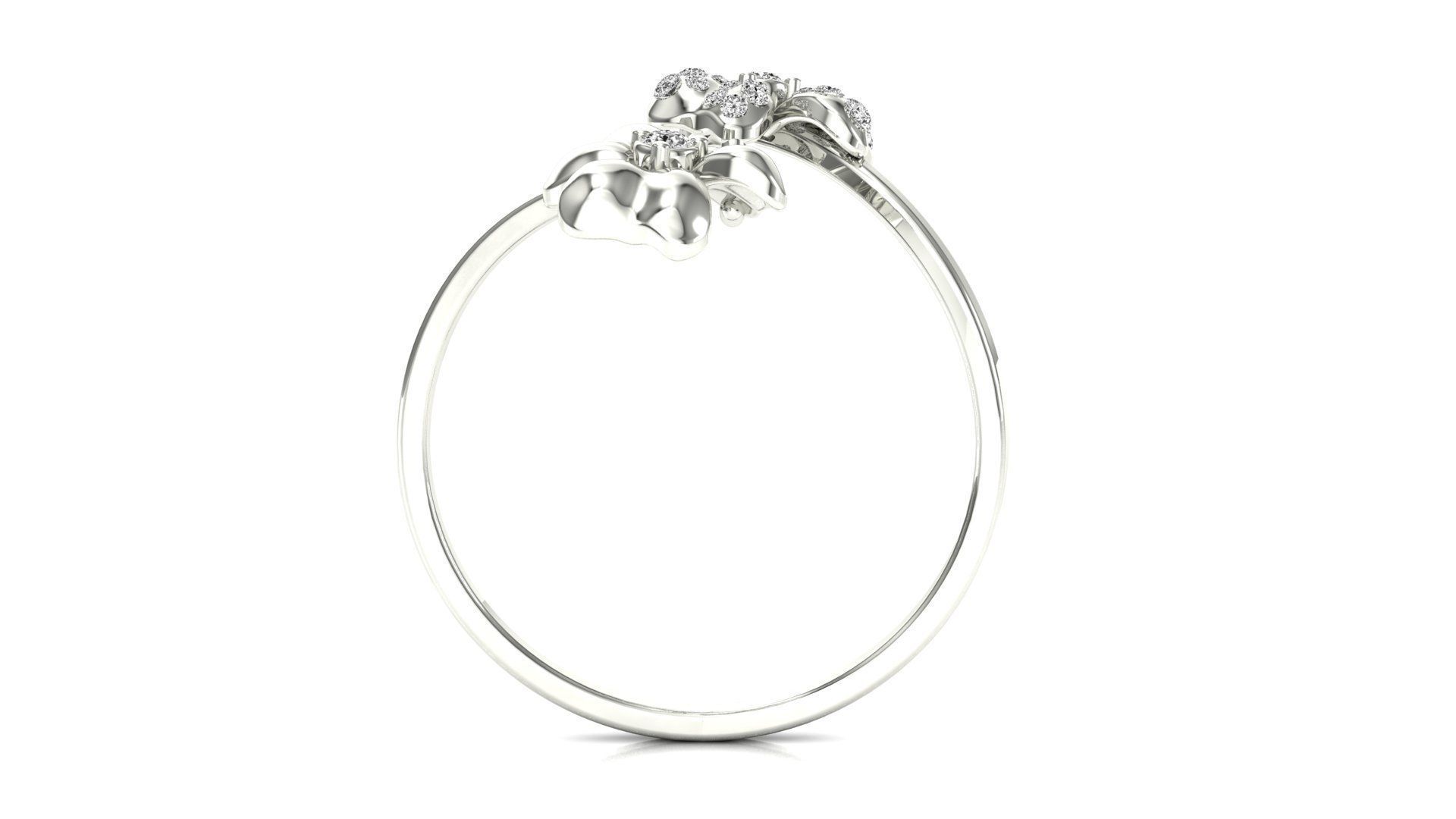 Ring-58 rose gold flower ring with diamonds 3D print model_8