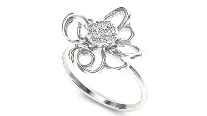 Ring-56 rose gold flower ring with diamonds 3D print model