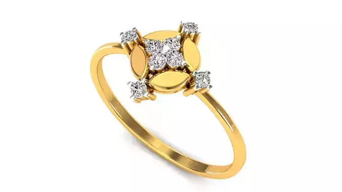 Ring-54 diamond flower ring in gold