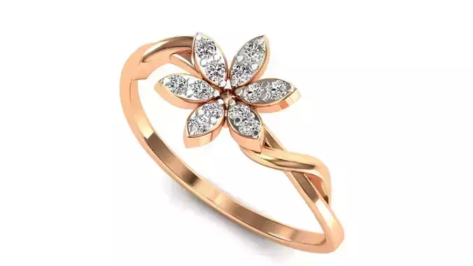 Ring-31 rose gold diamond flower ring 3D print model