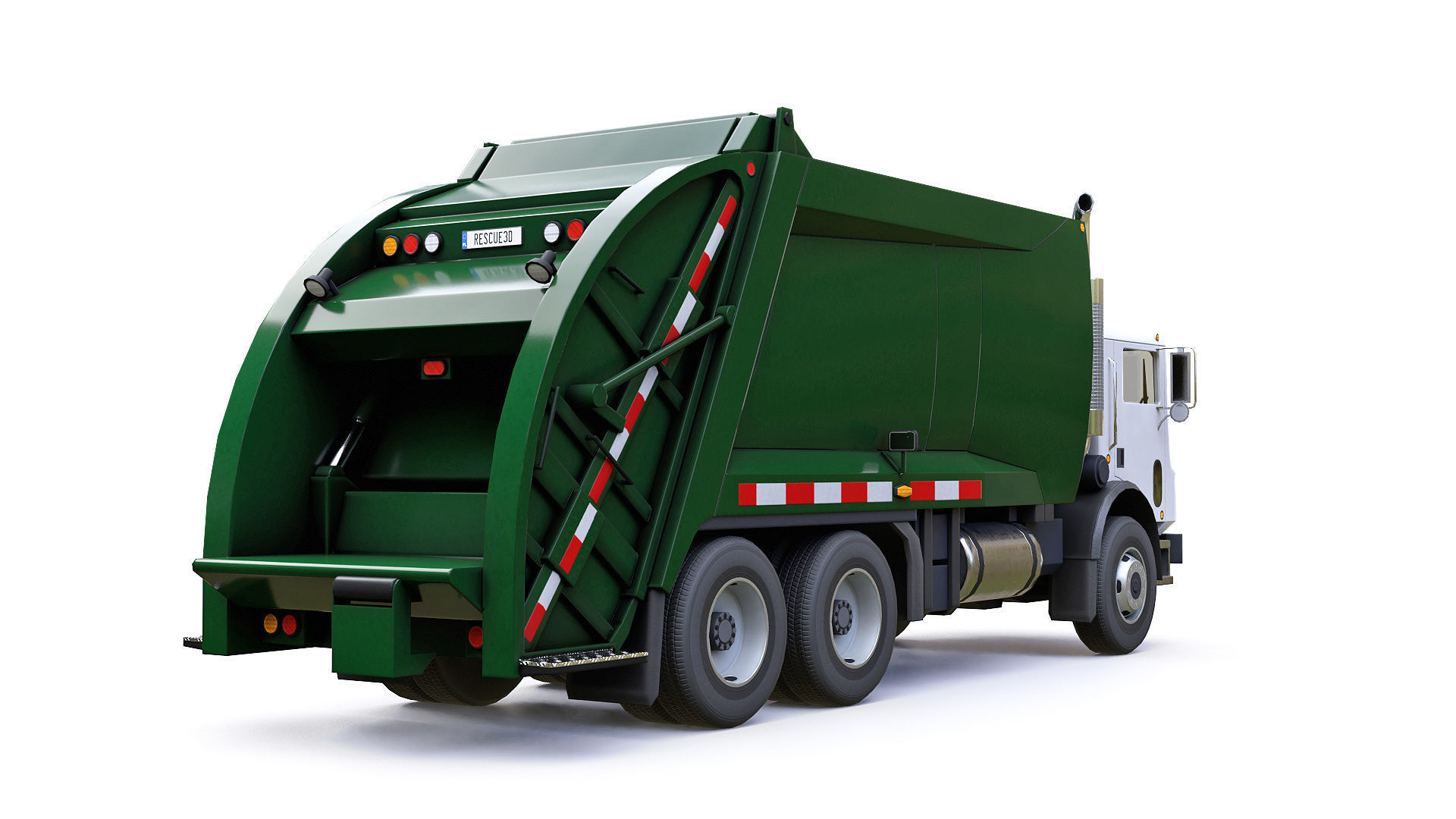 Garbage Truck Low-poly 3D model_10