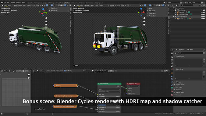 Garbage Truck Low-poly 3D model 7