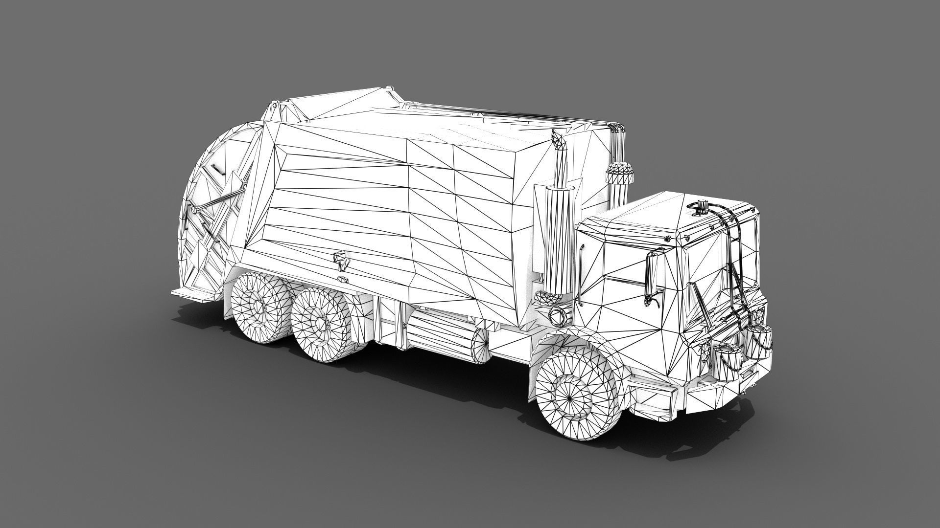 Garbage Truck Low-poly 3D model_12