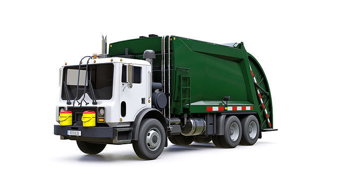 Garbage Truck Low-poly 3D model 2