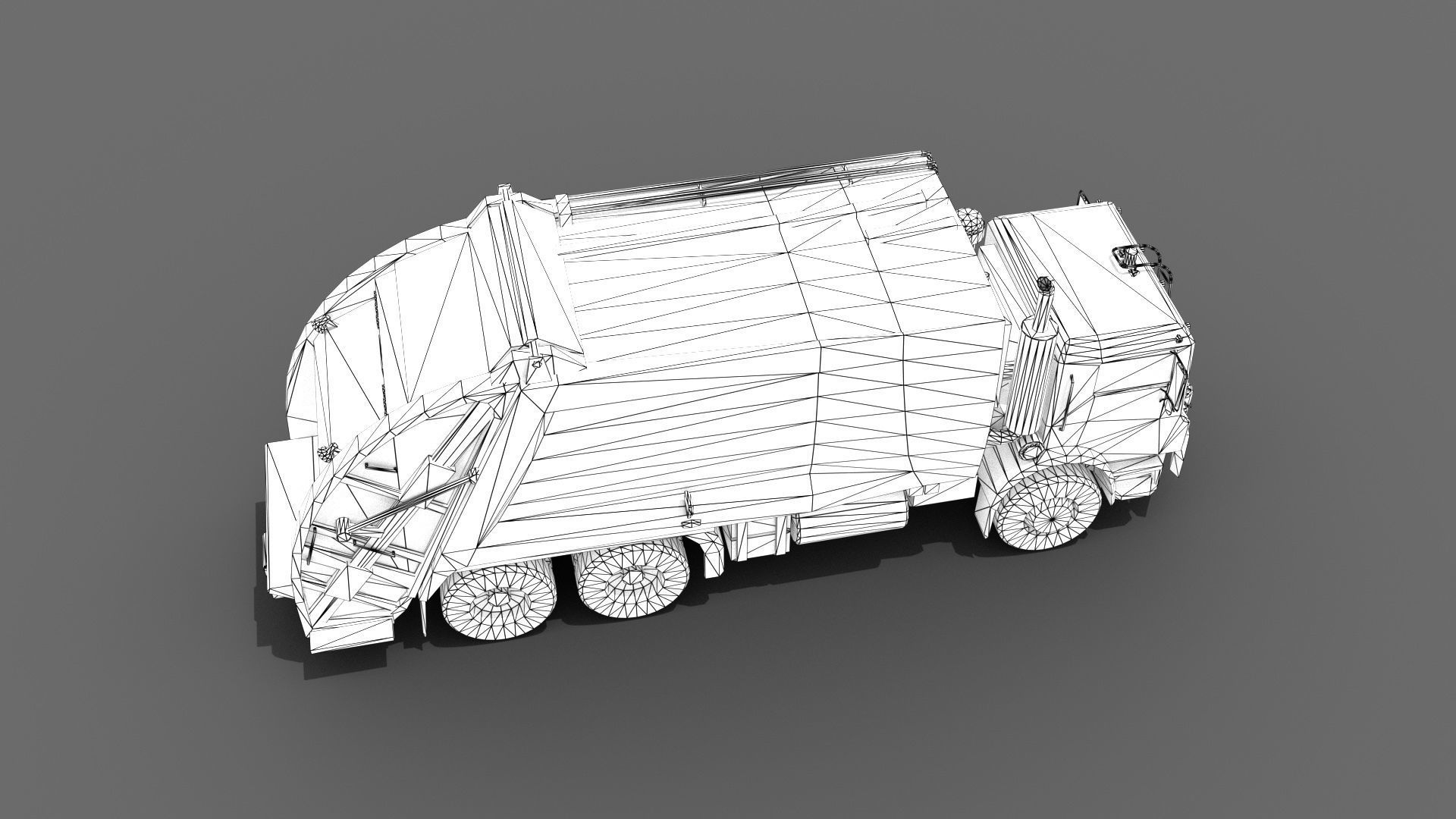 Garbage Truck Low-poly 3D model_14