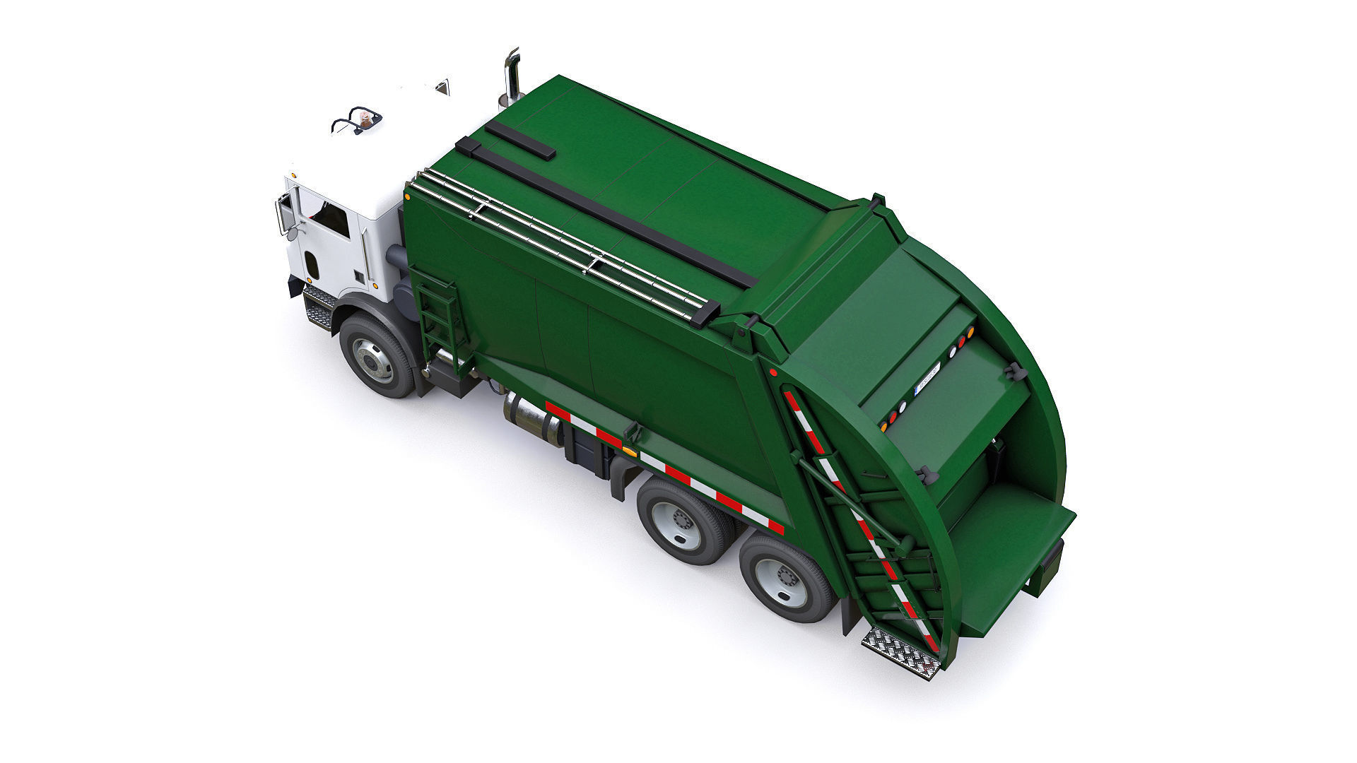 Garbage Truck Low-poly 3D model_9