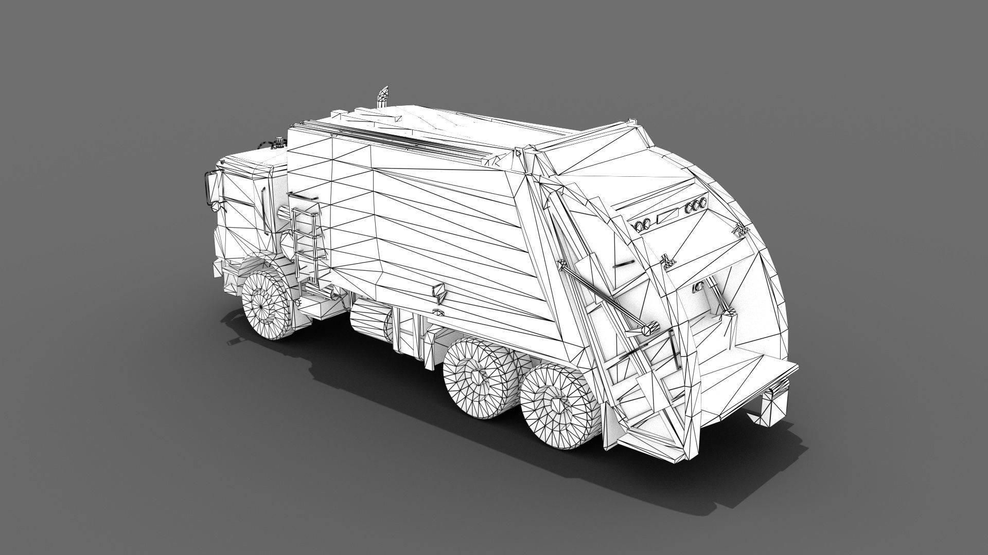 Garbage Truck Low-poly 3D model_13