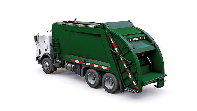 Garbage Truck Low-poly 3D model 5