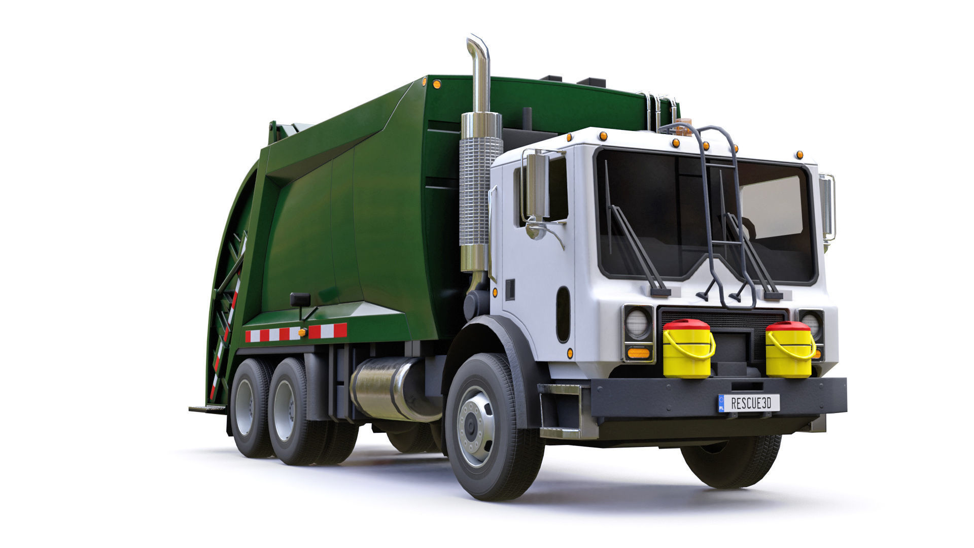 Garbage Truck Low-poly 3D model_2