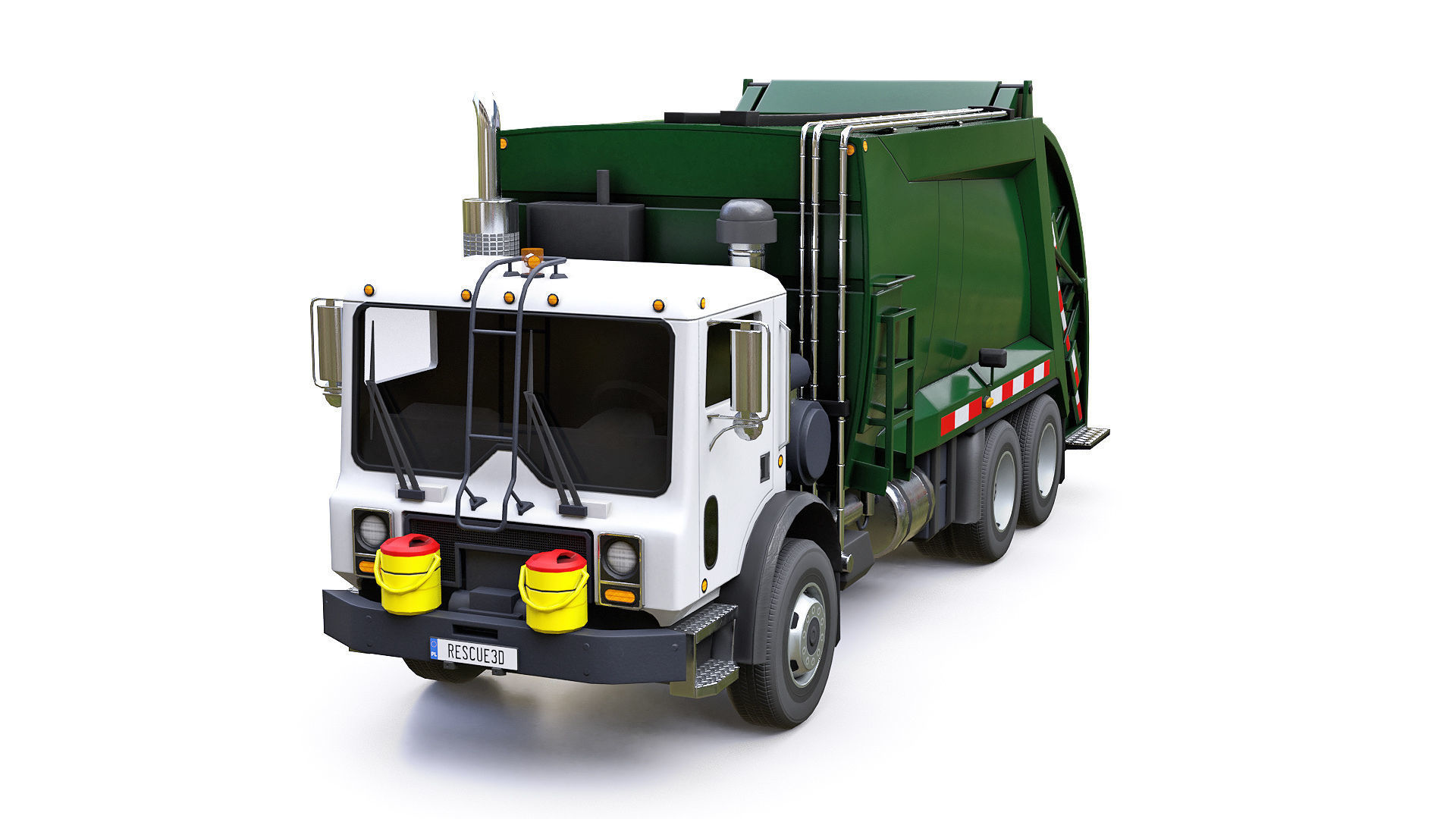 Garbage Truck Low-poly 3D model_5
