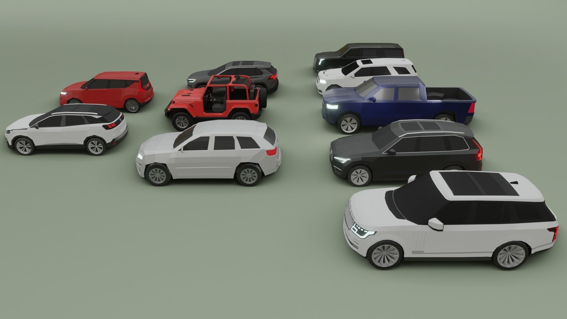 low-poly SUV pack - 10 SUV Low-poly 3D model_6
