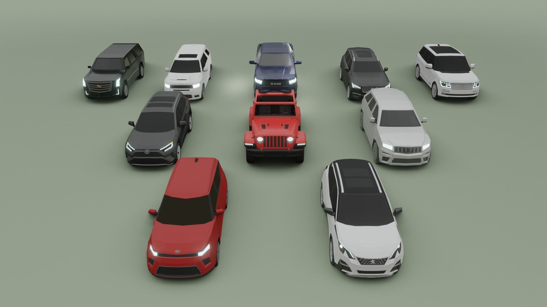 low-poly SUV pack - 10 SUV Low-poly 3D model_2