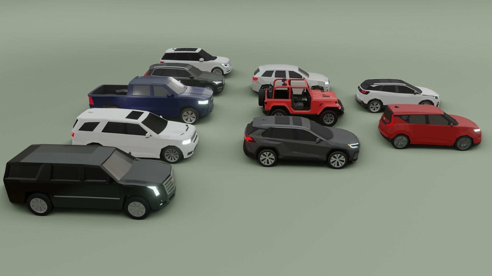low-poly SUV pack - 10 SUV Low-poly 3D model_7