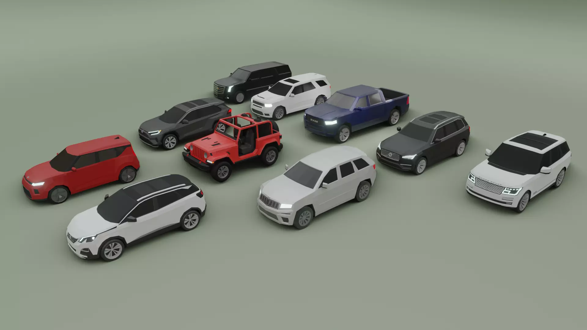 low-poly SUV pack - 10 SUV Low-poly 3D model_0