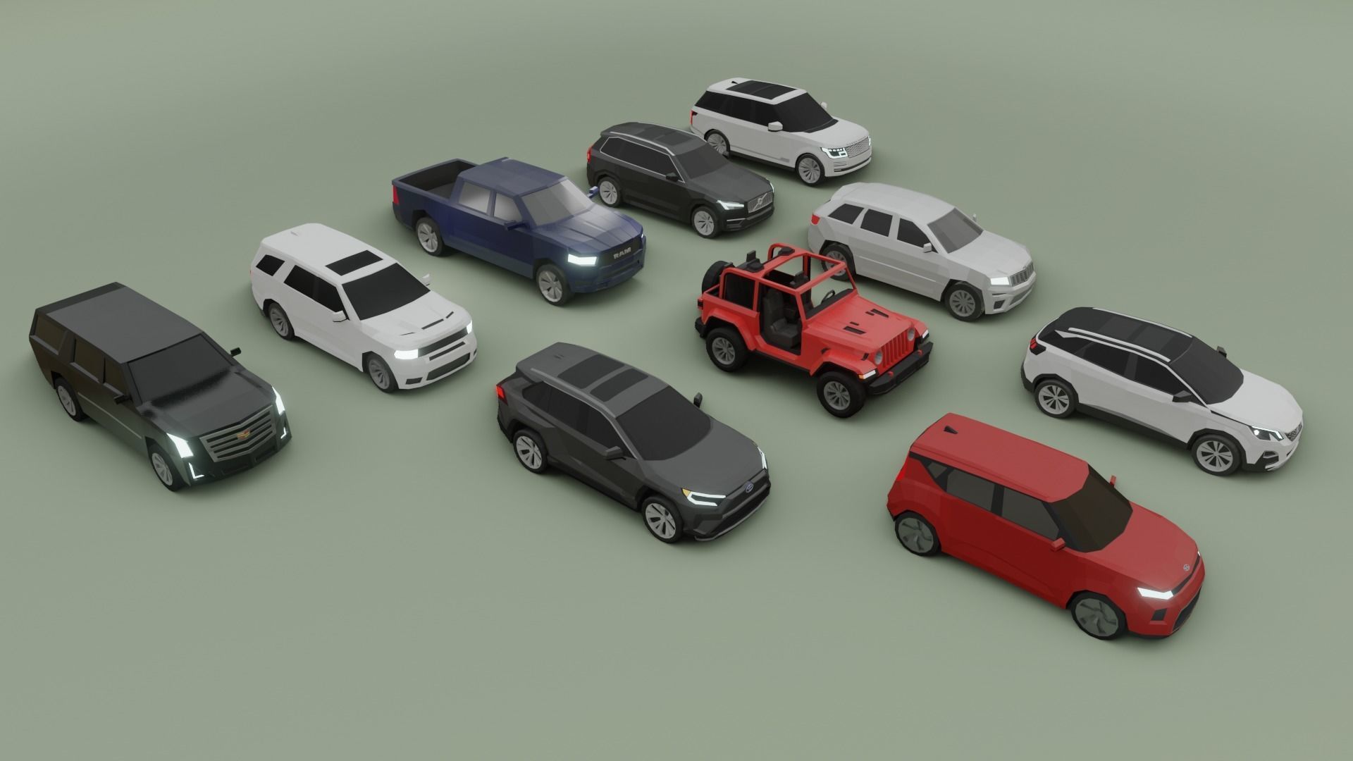 low-poly SUV pack - 10 SUV Low-poly 3D model_1