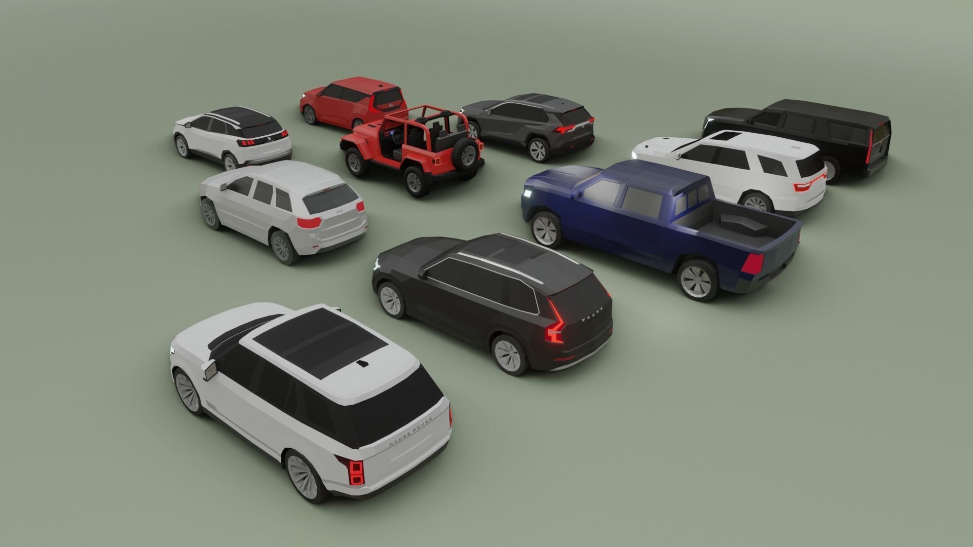low-poly SUV pack - 10 SUV Low-poly 3D model_5