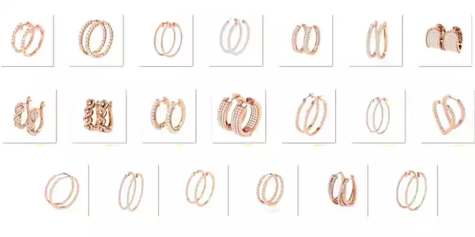 41 Hoops and Drops Earrings 3dm stl render  3D Model Collection