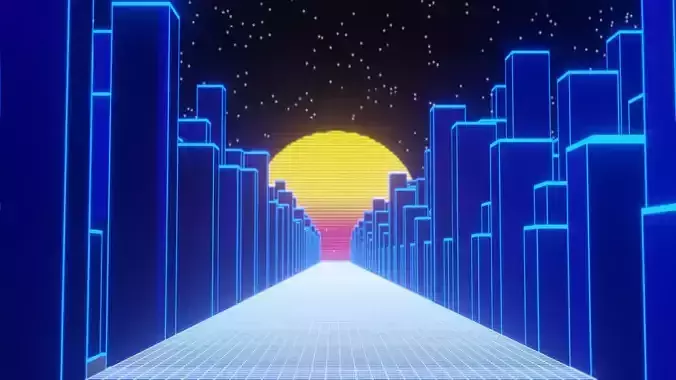 New Retrowave City Neon Scene 80s style Aesthetic wave EEVEE