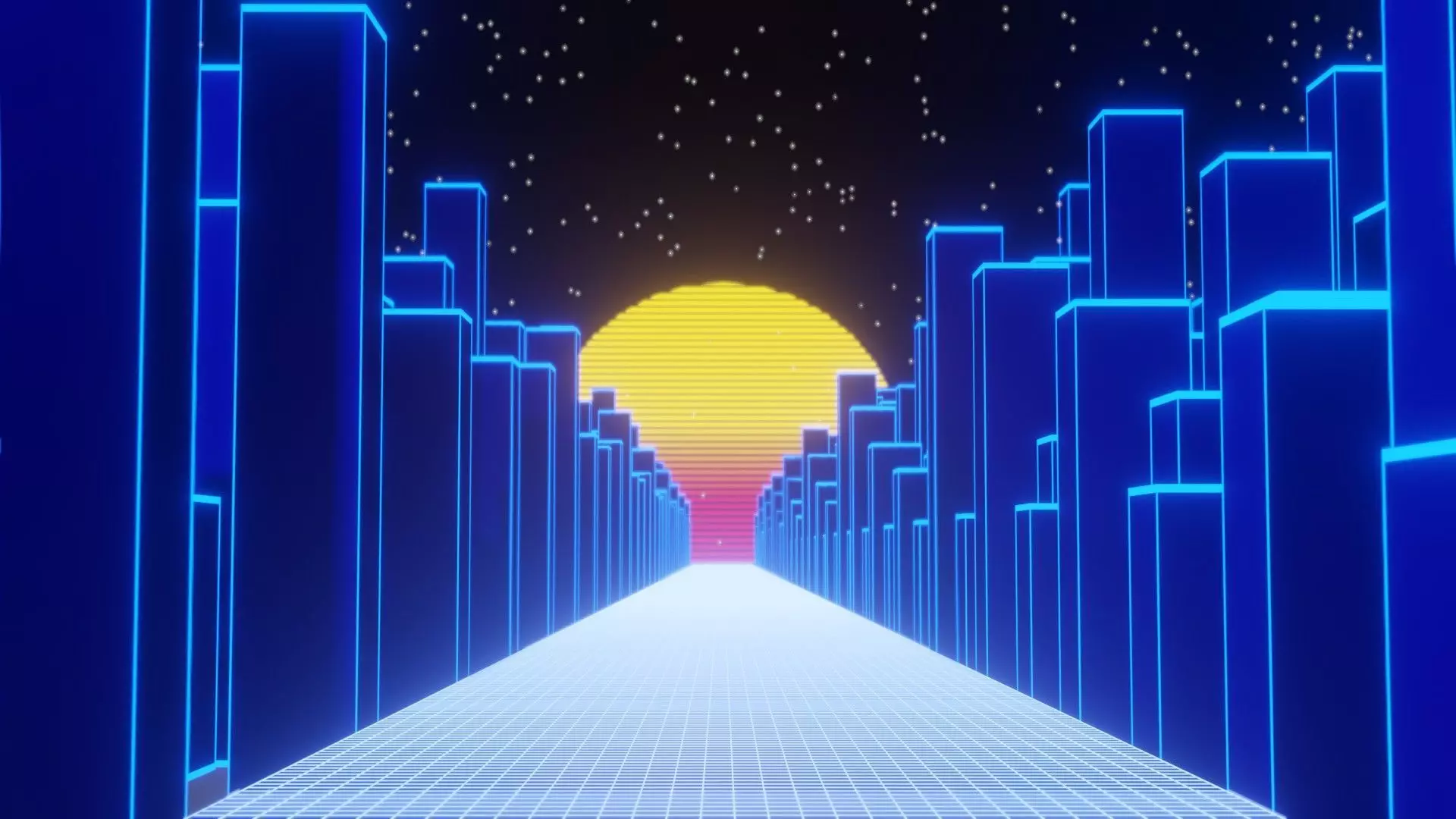 New Retrowave City Neon Scene 80s style Aesthetic wave EEVEE Low-poly 3D model