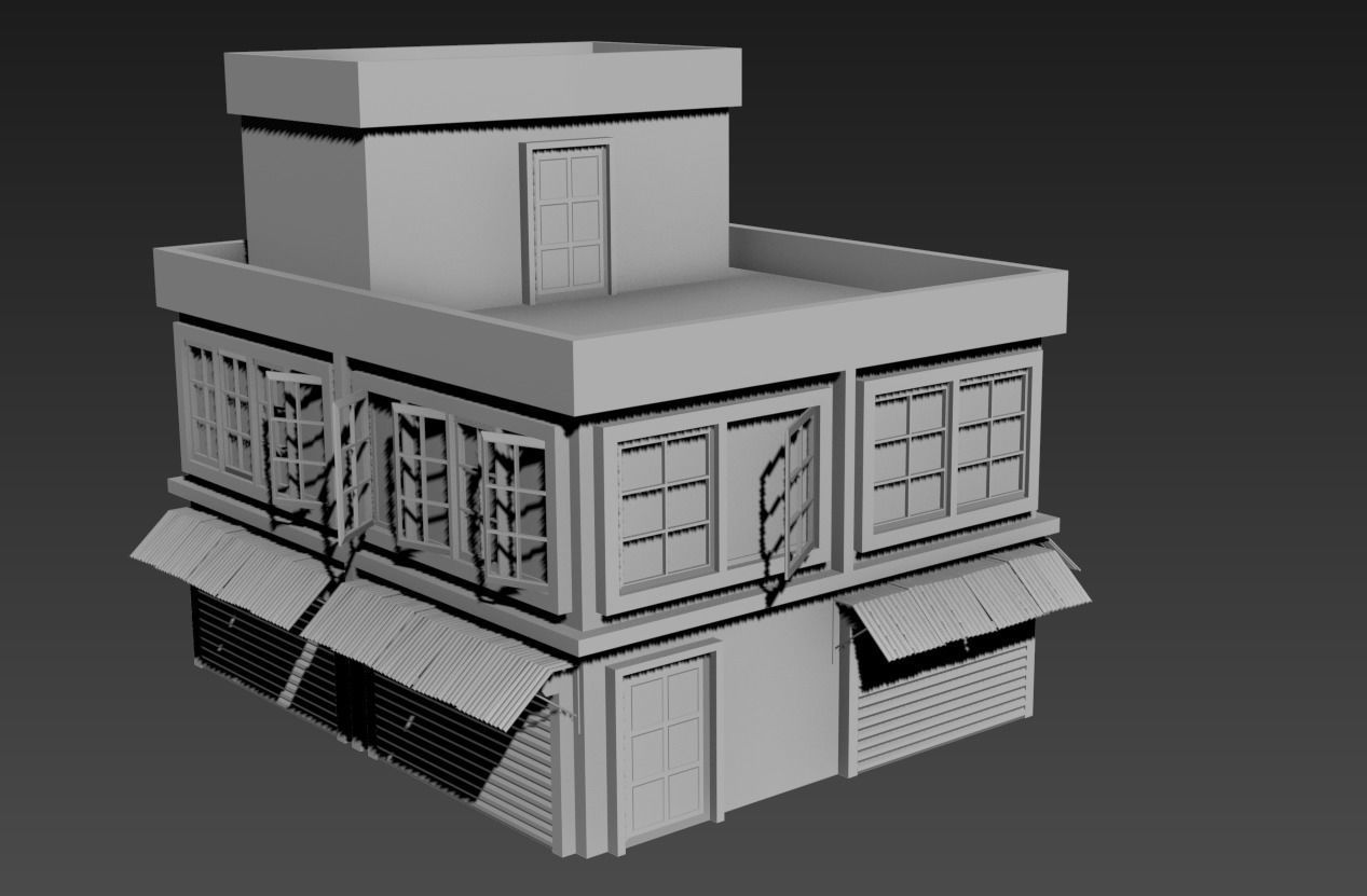 Game Ready Building 01 Low-poly 3D model_4