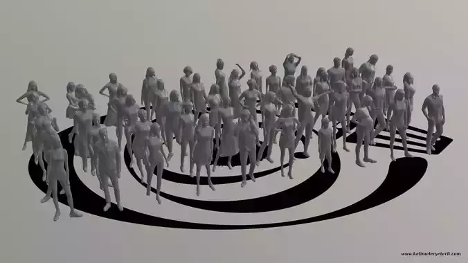 Low Poly People Pack 012 - 50 Pieces R Low-poly 3D model