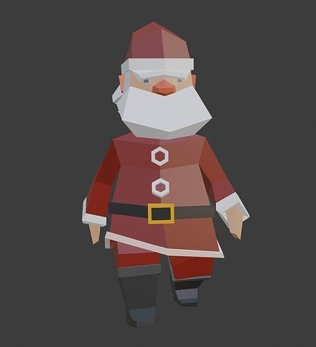 Animated Low Poly Santa Low-poly 3D model