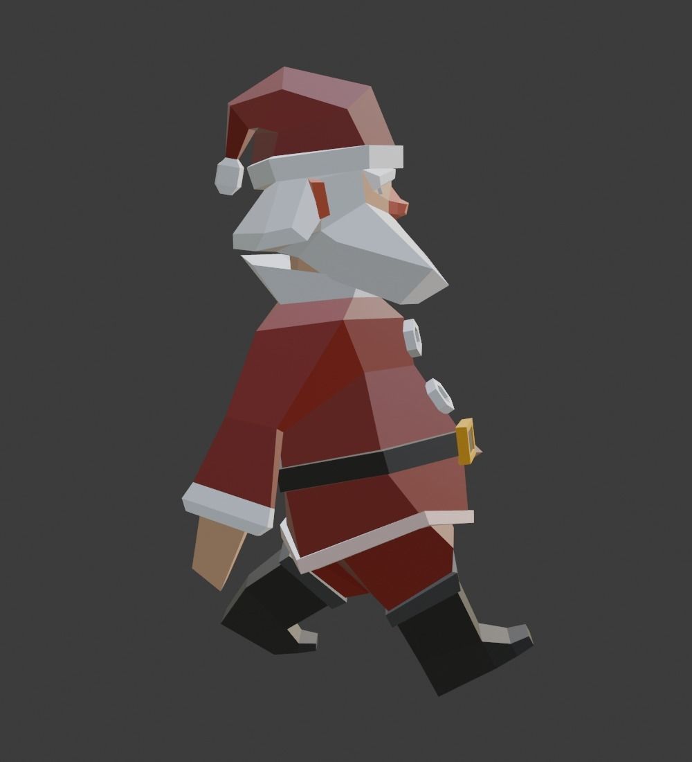 Animated Low Poly Santa Low-poly 3D model_1