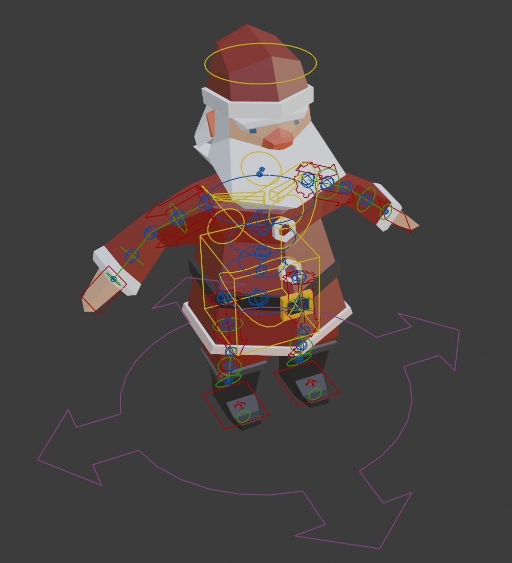 Animated Low Poly Santa Low-poly 3D model_6