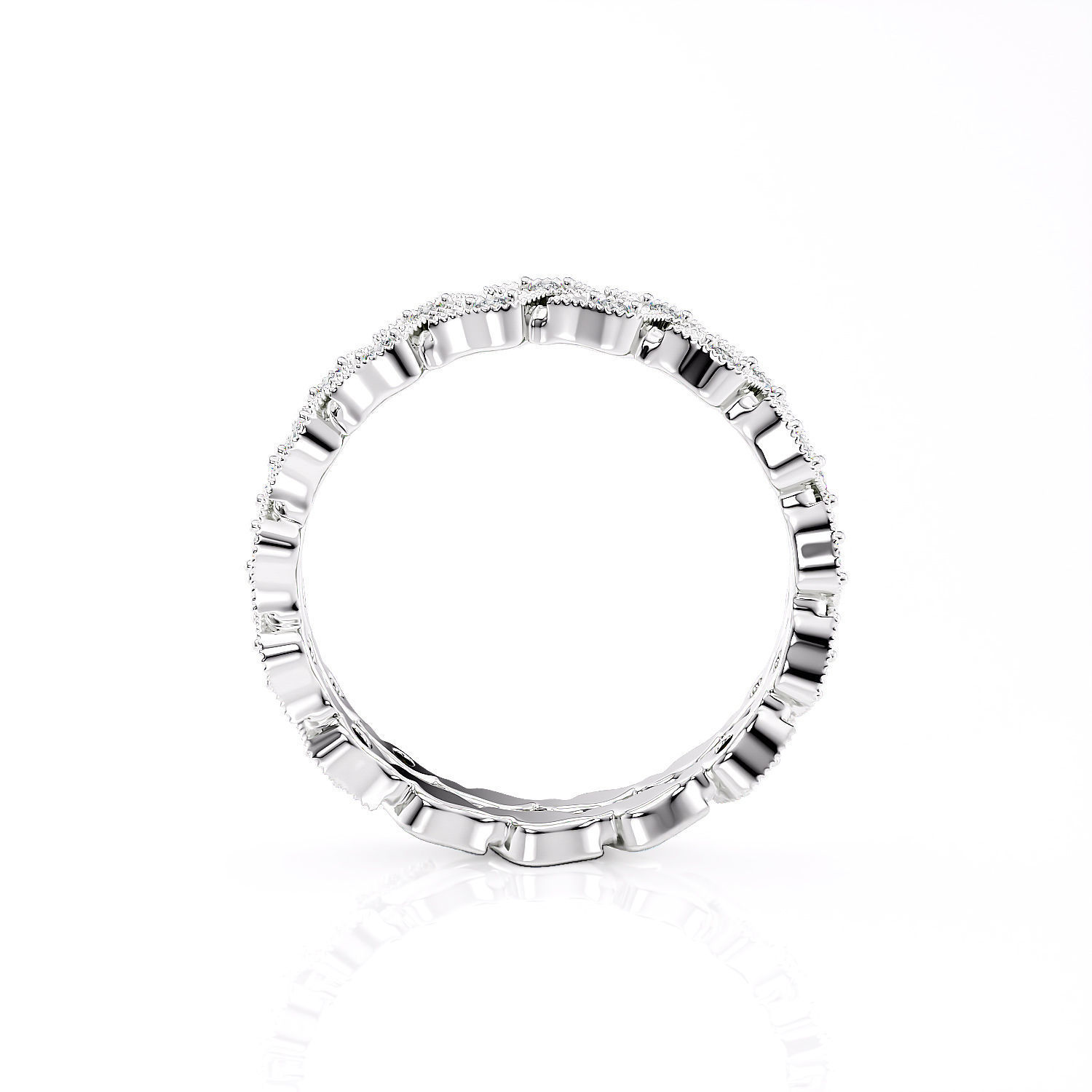 Ring Band Leaves with stones  3D print model 3D print model_16