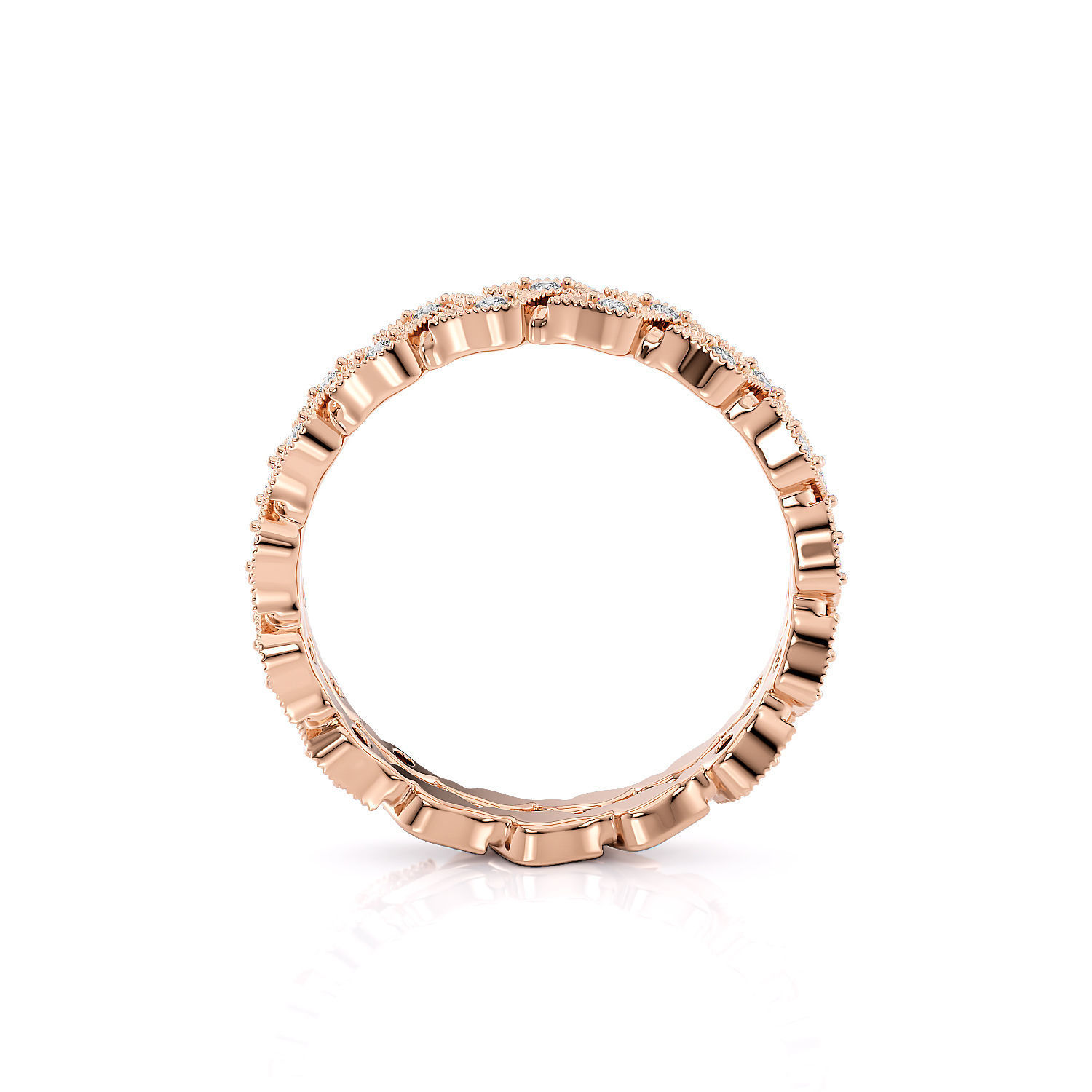 Ring Band Leaves with stones  3D print model 3D print model_15