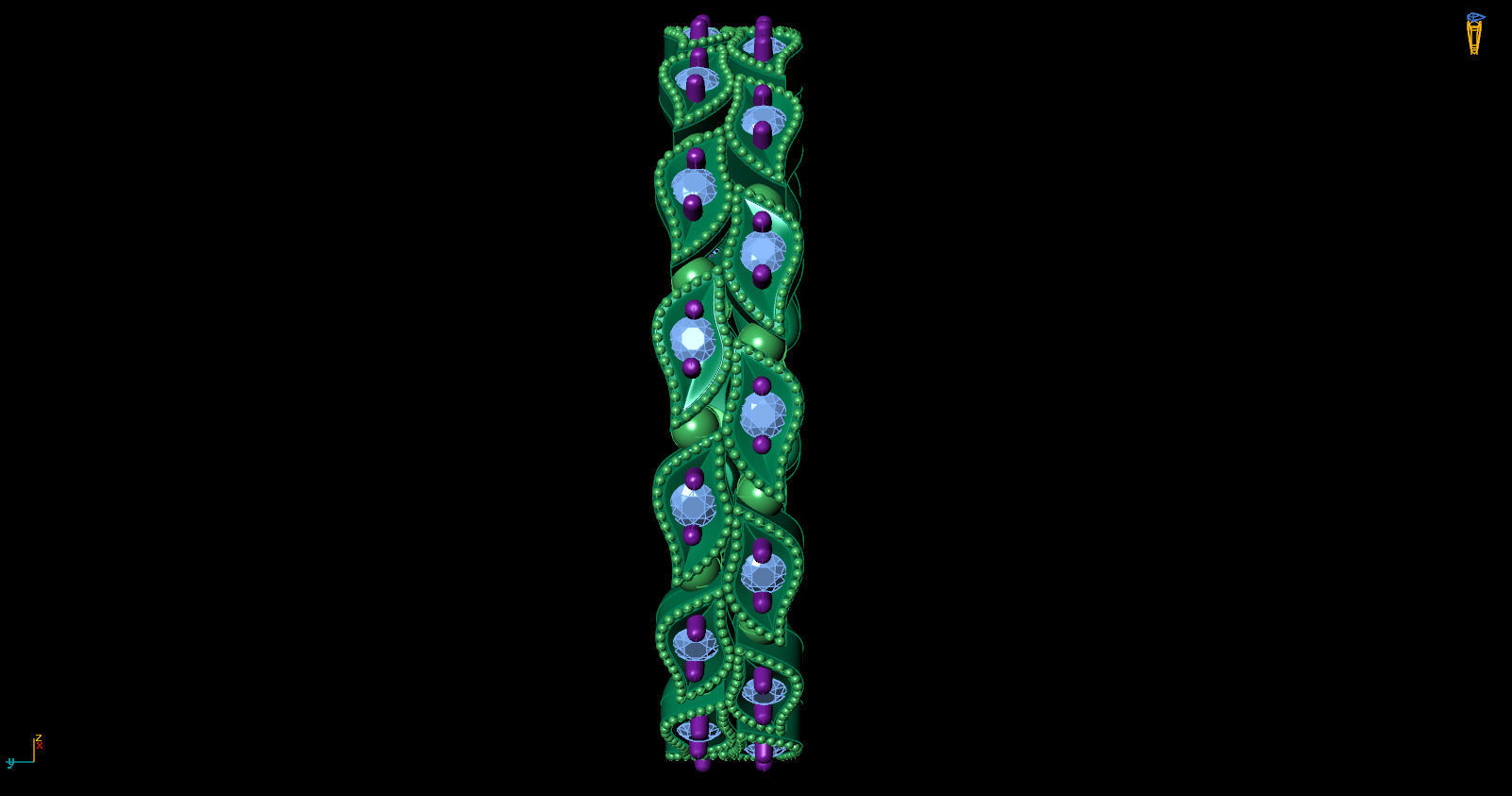 Ring Band Leaves with stones  3D print model 3D print model_6